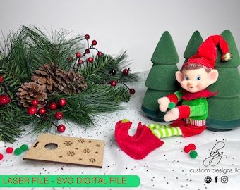 DIGITAL Elf Prop Elf Cornhole Game Christmas Xmas Holiday SVG Laser Design Glowforge Wood Accessories Kit Bundle Two Elves