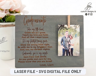 Digital Godfather Godmother Godparent Gift Photo Frame Baptism Christening Communion Memories Keepsake Religious Laser File Design Wood