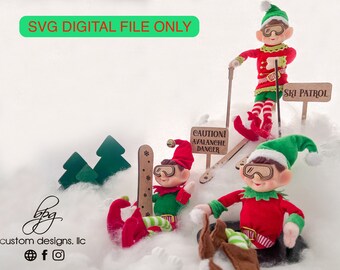 DIGITAL Elf Prop Kit Bundle Snow Tube Board Ski Goggles Tree Avalanche Patrol Sign Christmas Santa SVG Laser File Glowforge Accessories Prop