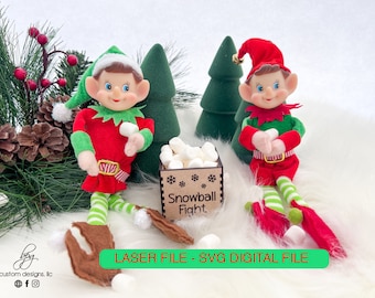 DIGITAL Elf Prop Snowball Fight Box Christmas Xmas Holiday SVG Laser Cut File Design DIY Glowforge Wood Accessories Two Elves Kit Bundle