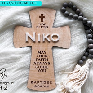 DIGITAL Cross Religion Religious Sacrament Baptism Communion Confirmation Gift Present Holy Church Party Decoration Decor SVG Glowforge Aura