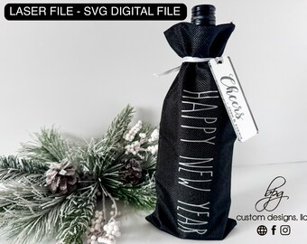 DIGITAL COMBO 2025 2026 New Year Bottle Tag Celebrate Cheers Present Home House Hostess Housewarming Real Estate Gift File SVG Laser Design
