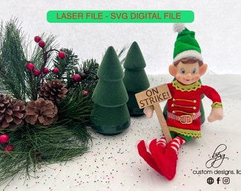 DIGITAL Elf Prop On Strike Behavior Bad Sign Christmas Xmas Holiday SVG Laser File Glowforge Wood Accessories Elves