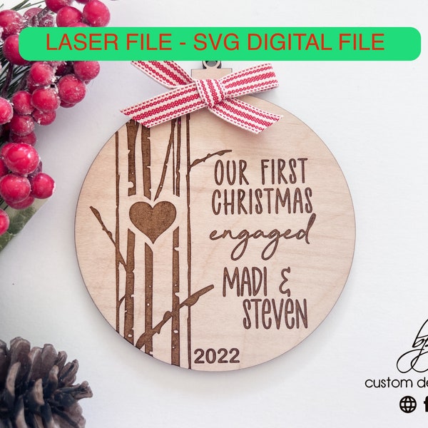 Digital Download First Engaged Together Combo Wedding Home Gift Christmas Ornament Keepsake SVG Laser File Design DIY