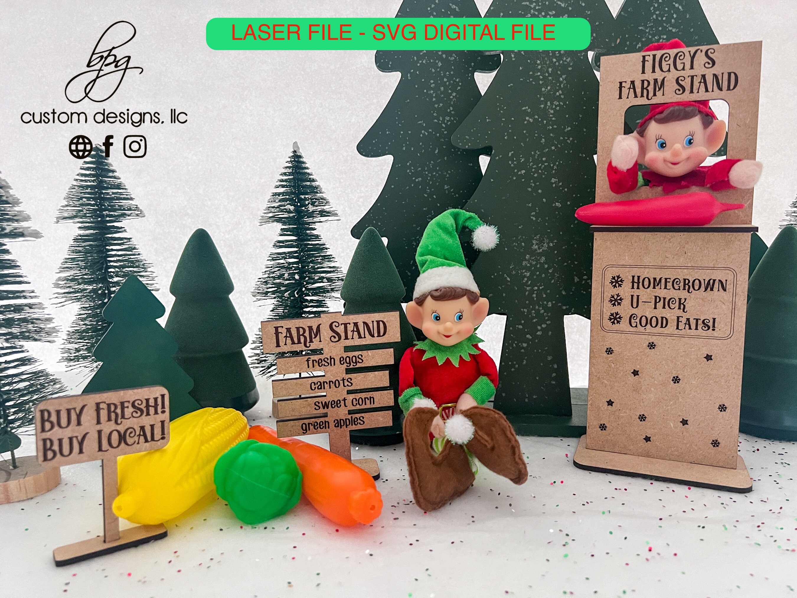 DIGITAL Elf Prop Kit Bundle Farm Stand Homegrown Fresh Local Christmas ...