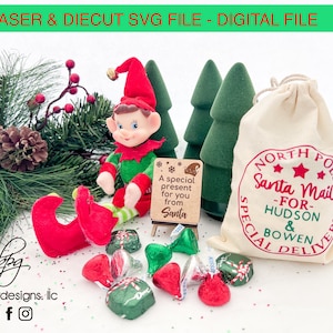 DIGITAL Elf Prop Santa Mail Special Delivery Gift Sign Easel Christmas Xmas Holiday SVG Laser File Design Accessories Elves Kit Bundle