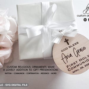 COMBO NUMÉRIQUE Communion confirmation réconciliation baptême religieux sacrement souvenirs souvenir ornement étiquette cadeau fichier SVG Glowforge aura