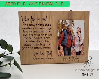Digitale bruiloft verjaardag liefde betrokken cadeau fotolijst teken geheugen aandenken SVG laserbestand ontwerp hout