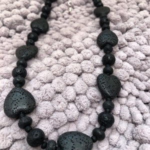 Black Lava Stone Heart Necklace