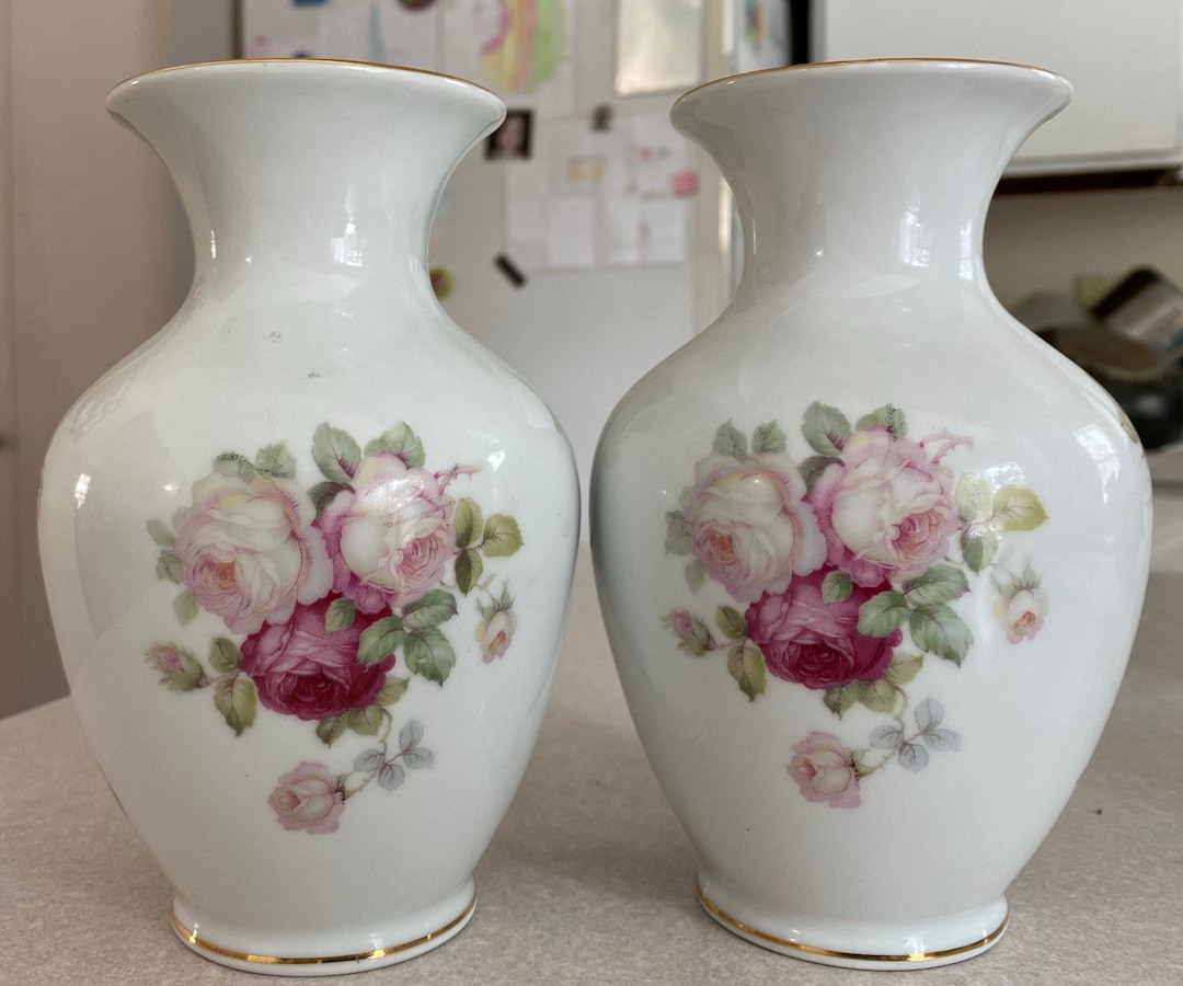 Pair of Antique Rose Vases by Golden Crown Schumann Arzberg Etsy