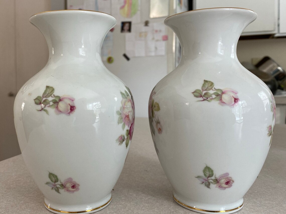 Pair of Antique Rose Vases by Golden Crown Schumann Arzberg Etsy