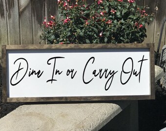 Kitchen Decor, Kitchen Wall Decor, Kitchen Sign, Wood Sign, Dine In or Carry Out Sign, Funny Kitchen Sign, Funny Wood Sign, Sign, Wood