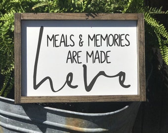 Kitchen Sign, Meals and Memories Are Made Here, Kitchen Wall Decor, Sign, Farmhouse Decor, Wood Sign, Kitchen Wall Sign, Wood Sign