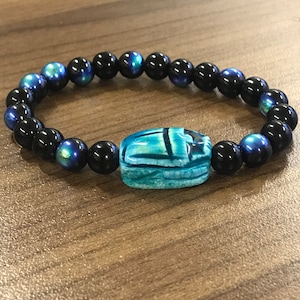 Egyptian Blue Scarab Bracelet