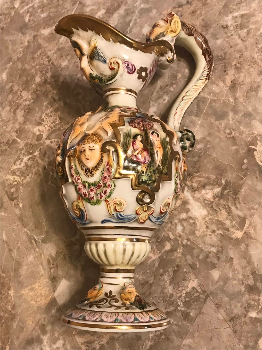 Large Italian R. Capodimonte Decorative Painted Porcelain Vase - Etsy