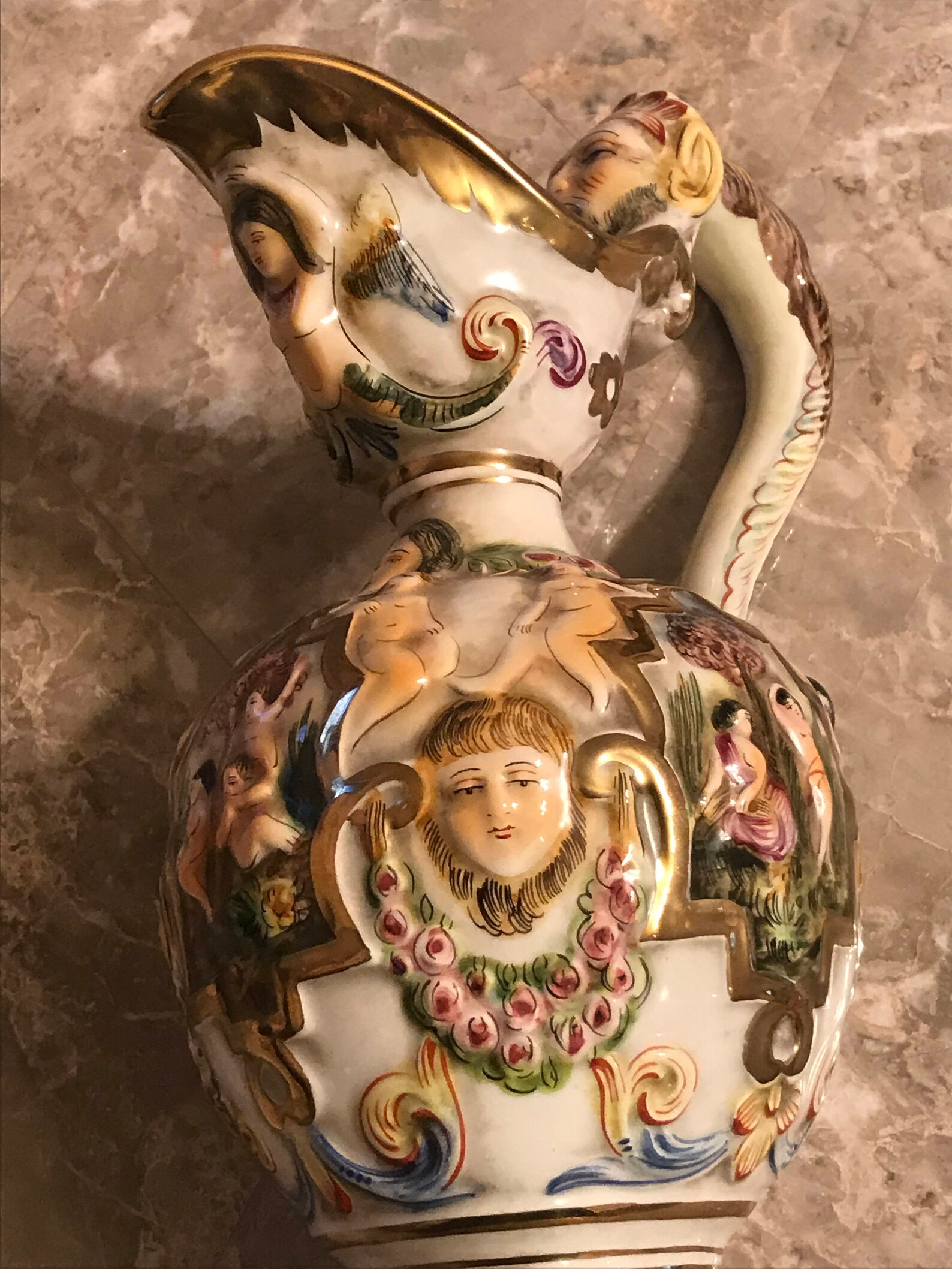 Large Italian R. Capodimonte Decorative Painted Porcelain Vase Etsy