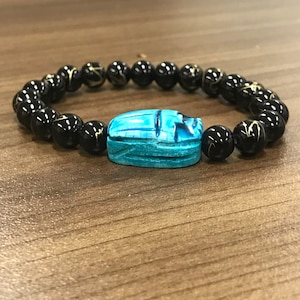 Egyptian Scarab Bead Bracelet