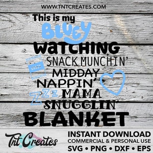 Blue Dog Cartoon Blanket SVG Cut Graphic pour les enfants et les tout-petits - Version Snack | Couper le fichier-svg, png, esp, dxf