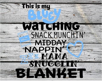 Blue Dog Cartoon Blanket SVG Cut Graphic for Kids and Toddlers- Snack Version | Cut File- svg, png, esp, dxf