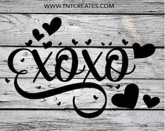 Valentine's Day XOXO Hearts SVG Cut File (Digital Download)