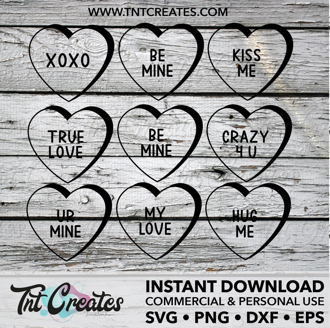 Valentine's Day Conversation Hearts SVG Cut File (digital Download) - Etsy