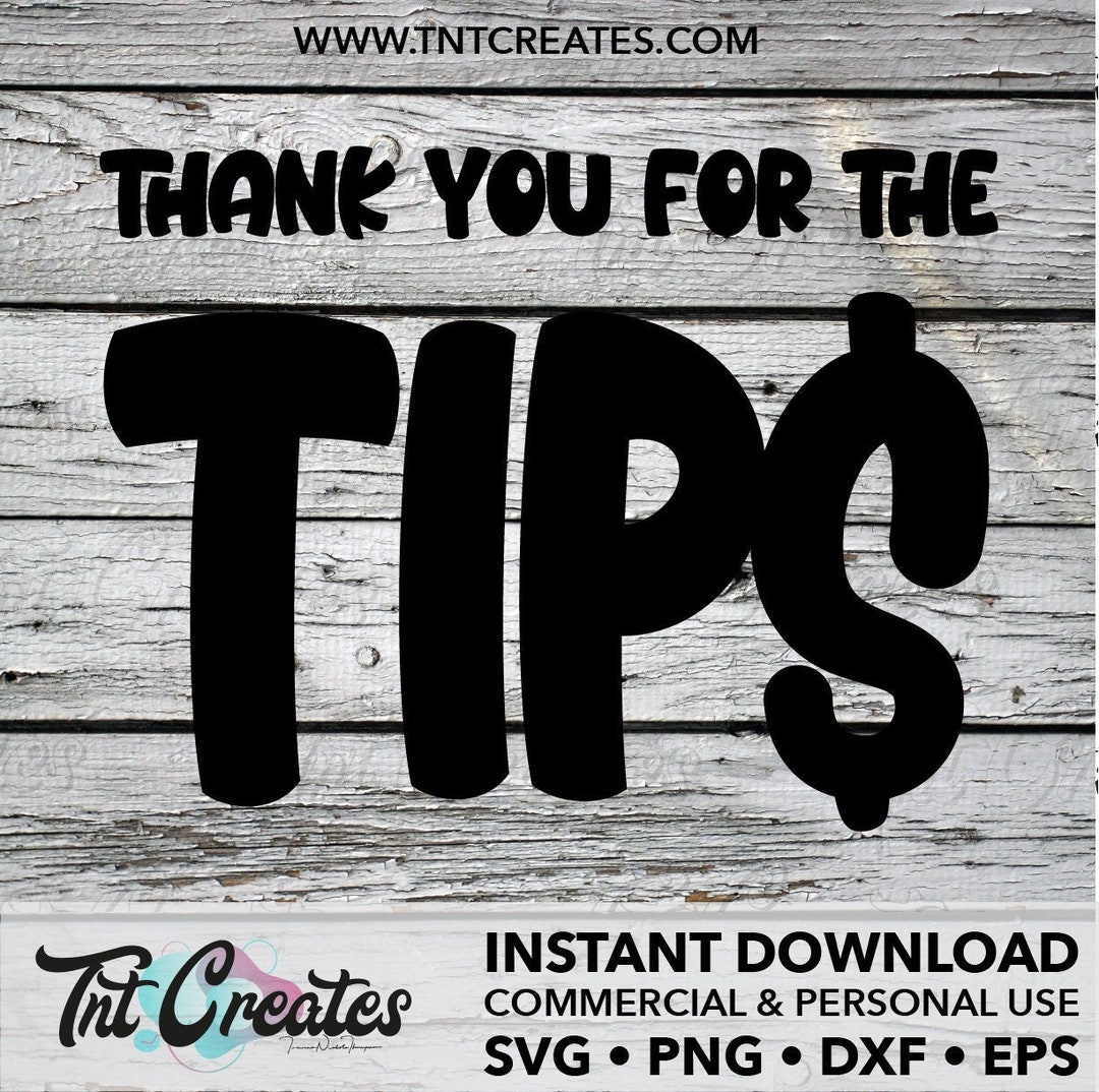Tip jar svg file thank you for the tips svg cut file for barista