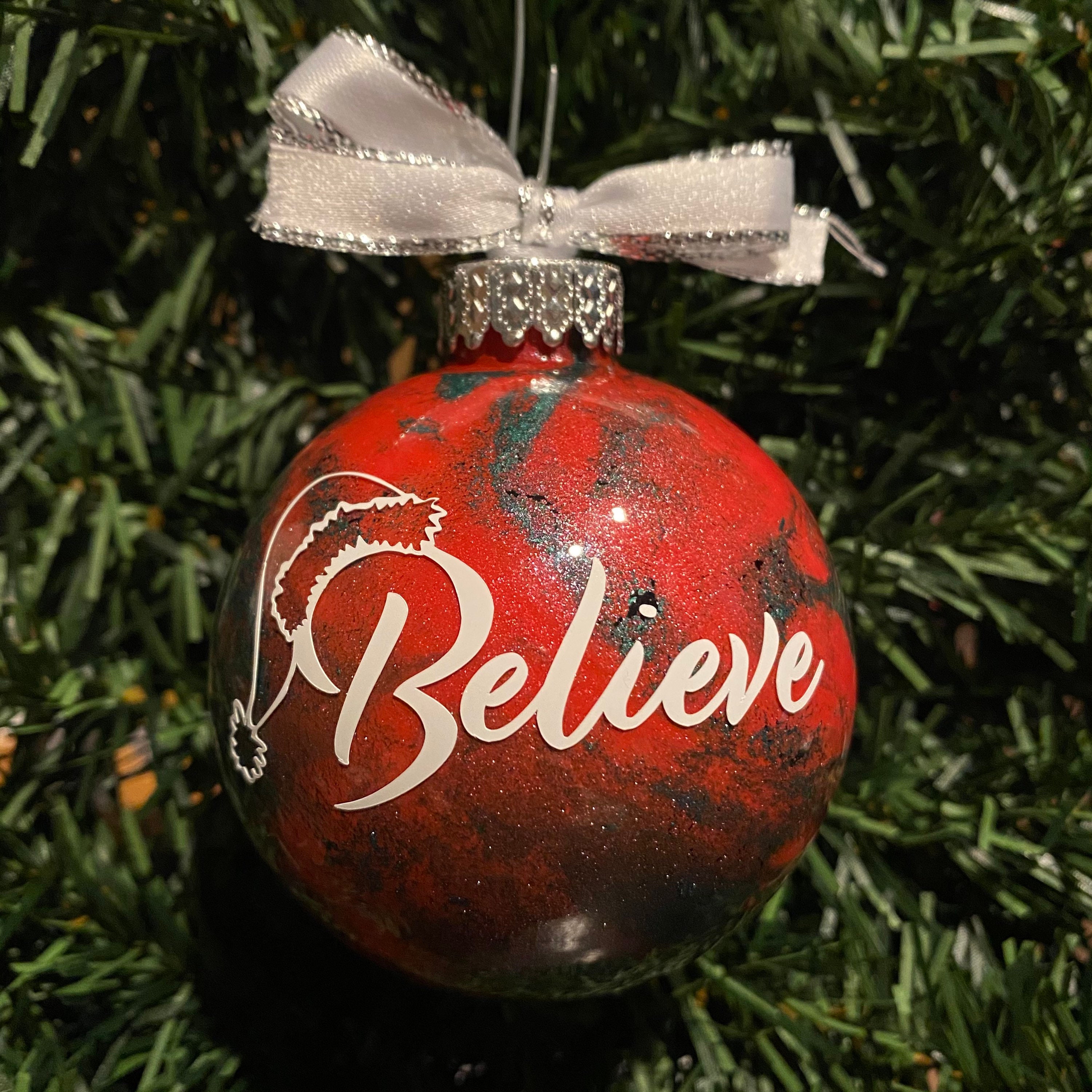 Believe Glass Christmas Ornament Etsy