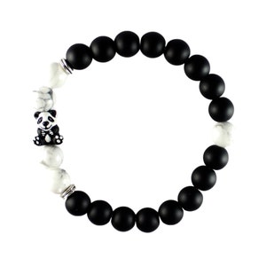 Panda Bracelet, Cute Kid’s Bracelet, Natural Stone Beaded Bracelet, Panda Lover Gifts, Friendship Bracelet Gift, Save the Animals
