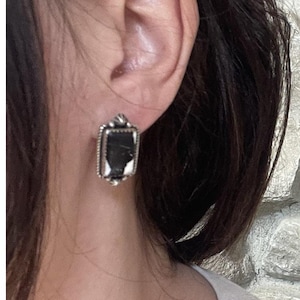 White Buffalo Turquoise Sterling Silver stud post Earrings Southwestern