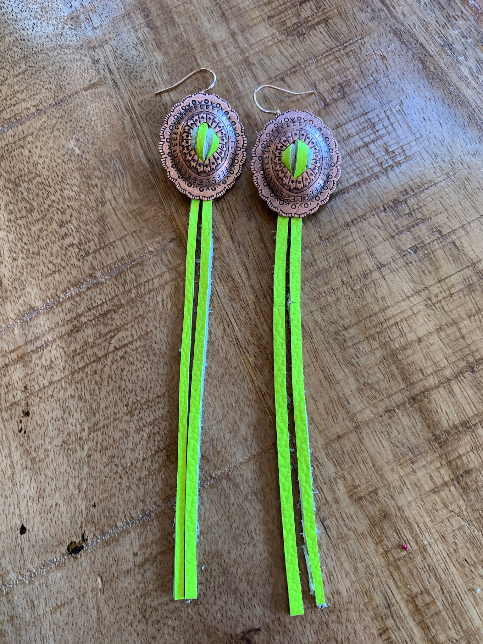 Handmade Concho & Leather Earrings