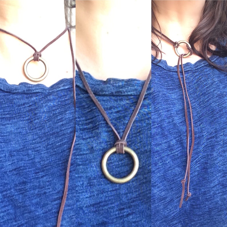 Leather choker necklace-3 in 1 necklace-wrap necklace-pendant necklace-wear three ways-gift for her-women\u2019s gift