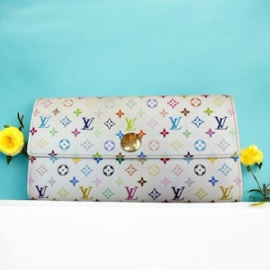 Authentische Louis Vuitton Murakami Lange Brieftasche Weiß Multicolor Flap 2003 Y2K COA