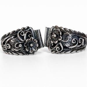 Vintage Navajo Bobby Johnson BJ Sterling Silver Watch Tips | Floral Repousse Western Accessory | Southwest Native Signed