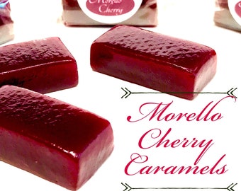 Morello Cherry Caramels: 4oz | Paris Caramels | Cherry Caramels | Black Forest Caramels| Fruit Caramels | Gourmet Candy | Gift