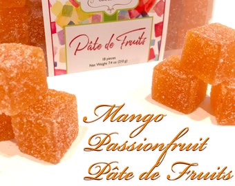 Mango Passionfruit Pâte de Fruits: 7.6oz/18-Piece | French-style Pate de Fruits | Mango Passion Fruit | Vegan Candy | Gift