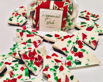 Peppermint Bark: 4 oz (113g) | Chocolate Peppermint Bark Candy | Christmas Crack | Gift