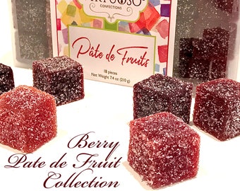 Berry Pate de Fruits Collection - 7.6oz/18-Piece Collection | Pâtes de Fruits | Fruit Candy | Fruit Paste | Vegan Candy | Gift