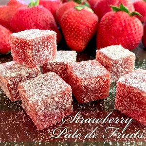 Strawberry Pate de Fruits - 18-Piece/7.6oz | French-style Pate de Fruits (Medium Size) | Fruit Candy | Fruit Paste | Vegan Candy | Gift