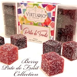 Collection de pâtés de fruits aux baies - 7,6 oz/18 pièces | Pâtes de fruits | Bonbons aux fruits | Pâte De Fruits | Bonbons végétaliens | Cadeau
