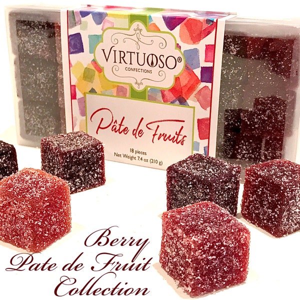 Berry Pate de Fruits Collection - 7.6oz/18-Piece Collection | Pâtes de Fruits | Fruit Candy | Fruit Paste | Vegan Candy | Gift
