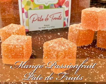 Mango Passionfruit Pâte de Fruits: 7.6oz/18-Piece | French-style Pate de Fruits | Mango Passion Fruit | Vegan Candy | Gift