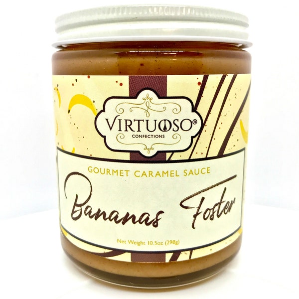 Bananas Foster Caramel Sauce - 10.5 oz | Caramel Sauce | Bananas Foster Sauce | Bananas Foster | Gourmet Caramel Sauce | Gift