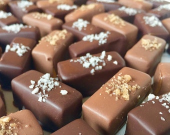 Grey & Smoked Sea Salt Caramels: 3.7oz | Salted Caramels | Sea Salt Caramels | Salted Caramel Chocolate | Gift