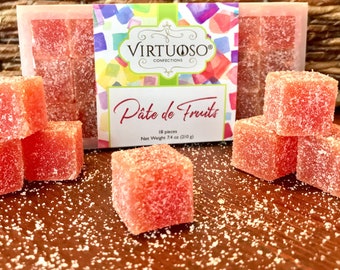 Guava Pate de Fruits: 18-Piece/7.5oz | French-style Pate de Fruits (Medium Size) | Fruit Candy | Fruit Paste | Vegan Candy | Gift