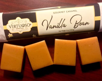 Barre caramel et gousses de vanille | Caramel à la gousse de vanille | Caramel vanille | Barre gourmet au caramel | Bonbons gastronomiques | Cadeau