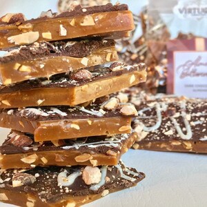 English Toffee: 4oz Buttercrunch Toffee Dark Chocolate Almond Buttercrunch Milk Chocolate Almond Buttercrunch Toffee Gift image 1