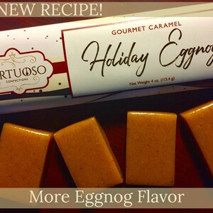 Eggnog Caramel | Holiday Eggnog Caramel Bar | Gourmet Caramel Bar | Gift