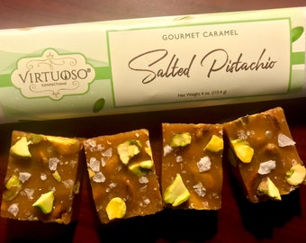 Salted Pistachio Caramel Bar | Pistachio | Pistachio Caramel | Gourmet Caramels | Gift