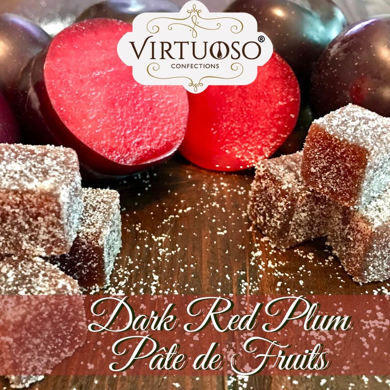 French-style Pate de Fruits: (7.6oz/215g) / 18-Piece Collection - (Medium) Vegan Candy Dark Red Plum