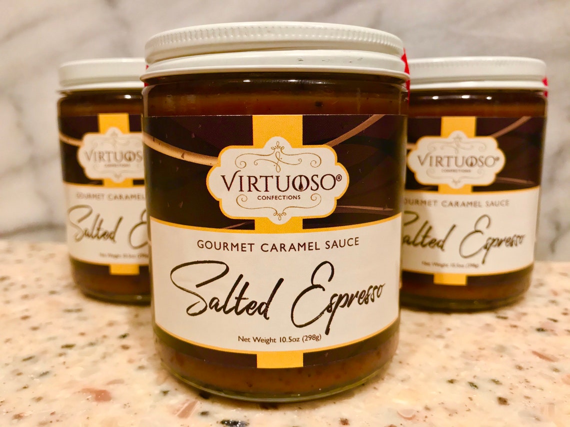 Salted Espresso Caramel Sauce Espresso Caramel Sauce Etsy